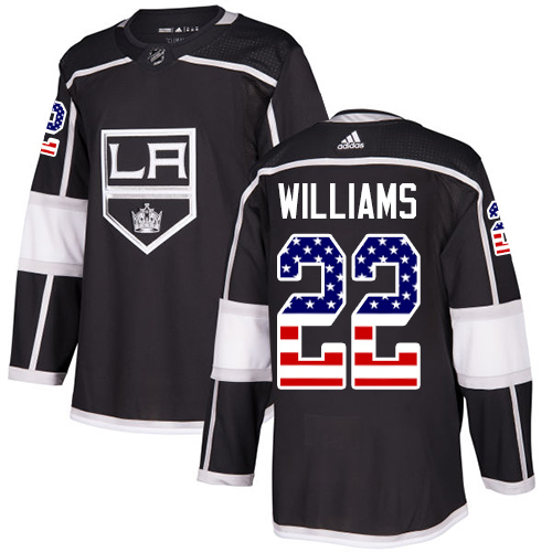 Adidas Kings #22 Tiger Williams Black Home Authentic USA Flag Stitched NHL Jersey - Click Image to Close